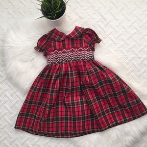 {Laura Ashley} Plaid Smocked Christmas Dress